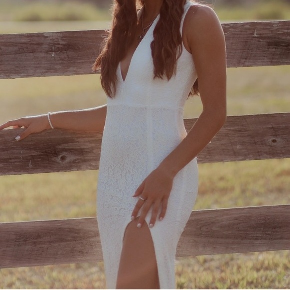 Sau Cream White Lace Ankle Length Dress Size 2 - Picture 2 of 15